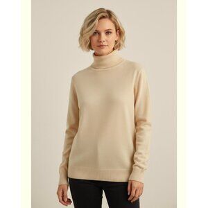 Vintage Country Shop Pale Yellow 100% Cashmere Turtleneck Sweater Women’s Large
